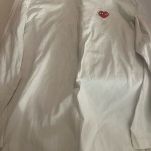 White Long Sleeve Shirt with Red Heart Patch